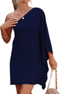 Jhsnjnr Women's One Shoulder Batwing Sleeve Party Dress - Flowy Summer