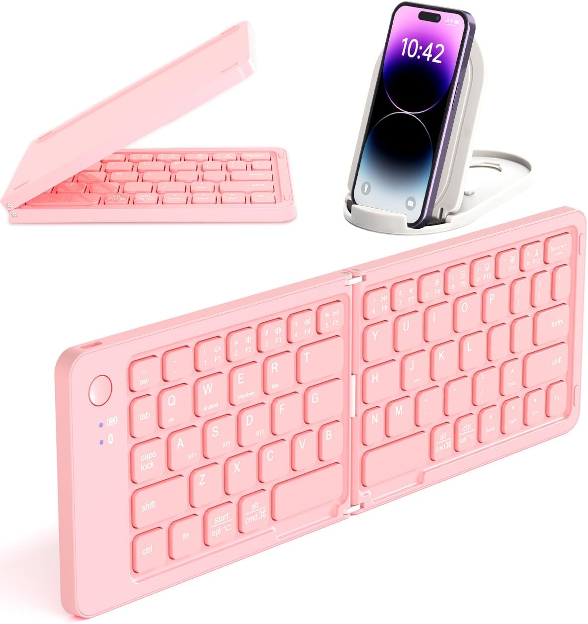 COOFUN Foldable Rechargeable Bluetooth Keyboard - Pink