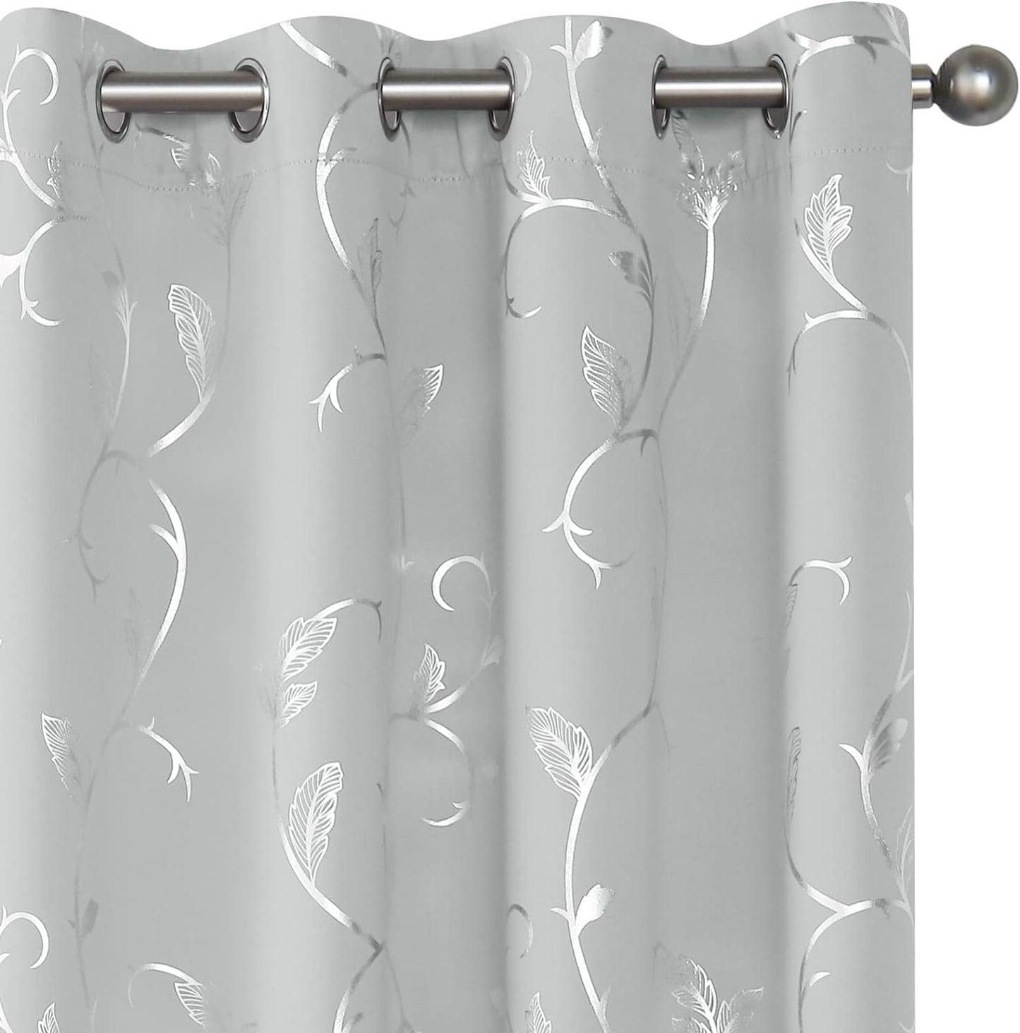 BUHUA Silver Grey Blackout Curtain Set - Thermal Insulated 38 x 45 Inch