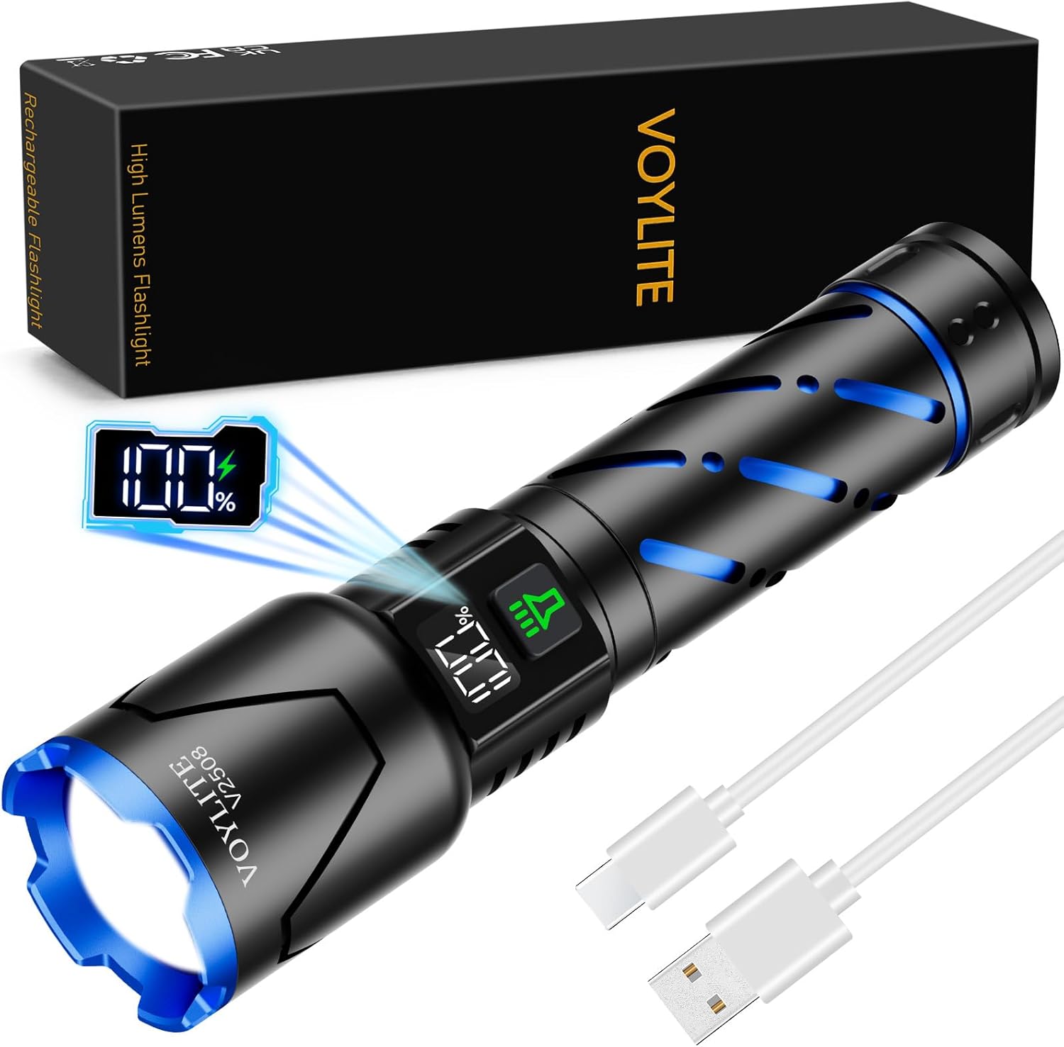Rechargeable Flashlights High Lumens - 10000 LM for Emergencies