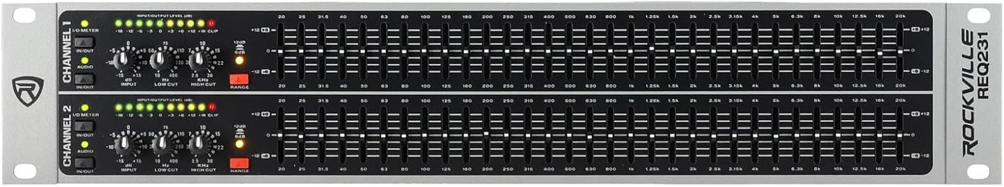 Rockville REQ231 V2 Dual 31-Band Pro Audio Graphic Equalizer