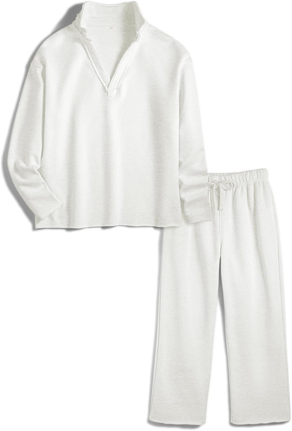 Ainangua Casual 2 Piece Sets for Women V Neck Long Sleeve Tops