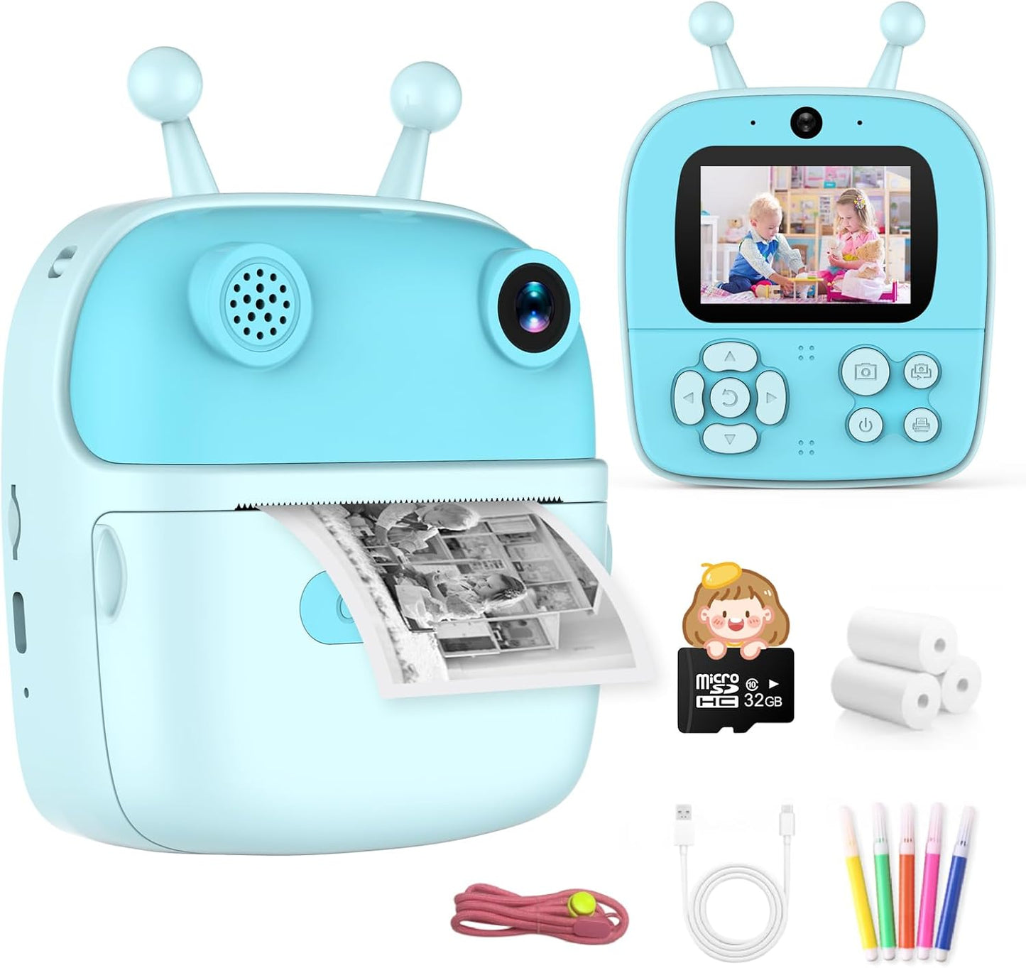 Dual-Lens Kids Instant Print Camera - HD Video, Travel-Friendly Gift, Ages 3-10
