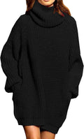 Pink Queen Women's Oversize Turtleneck Sweater Dress - Cozy Long