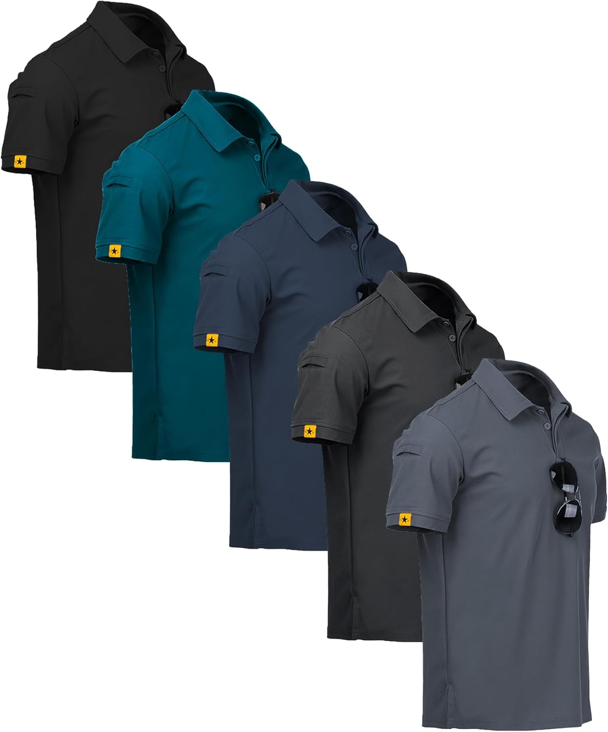 SCODI 5 Pack Mens Polo Shirts for Casual and Athletic Wear