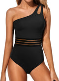 One Shoulder One Piece Swimsuit for Women - Tummy Control Modest Shoes