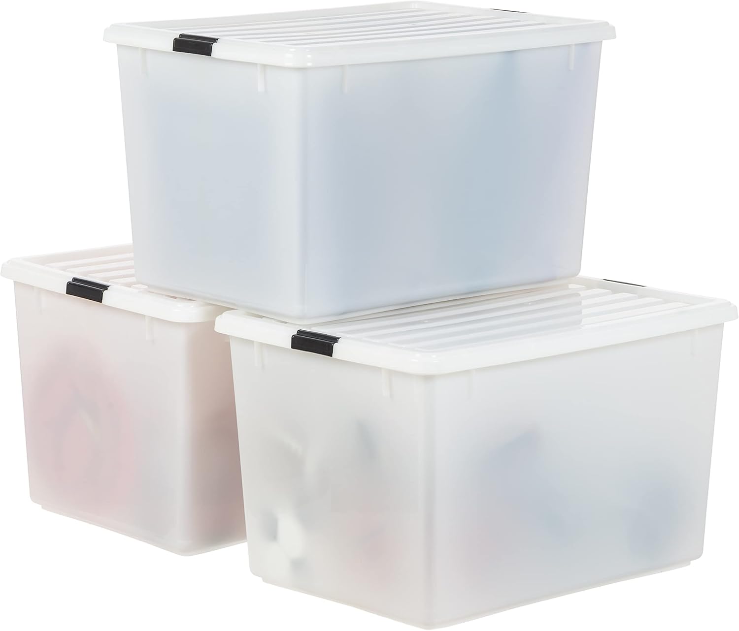 IRIS USA 144 Qt Stackable Plastic Storage Bins - Durable & Stylish