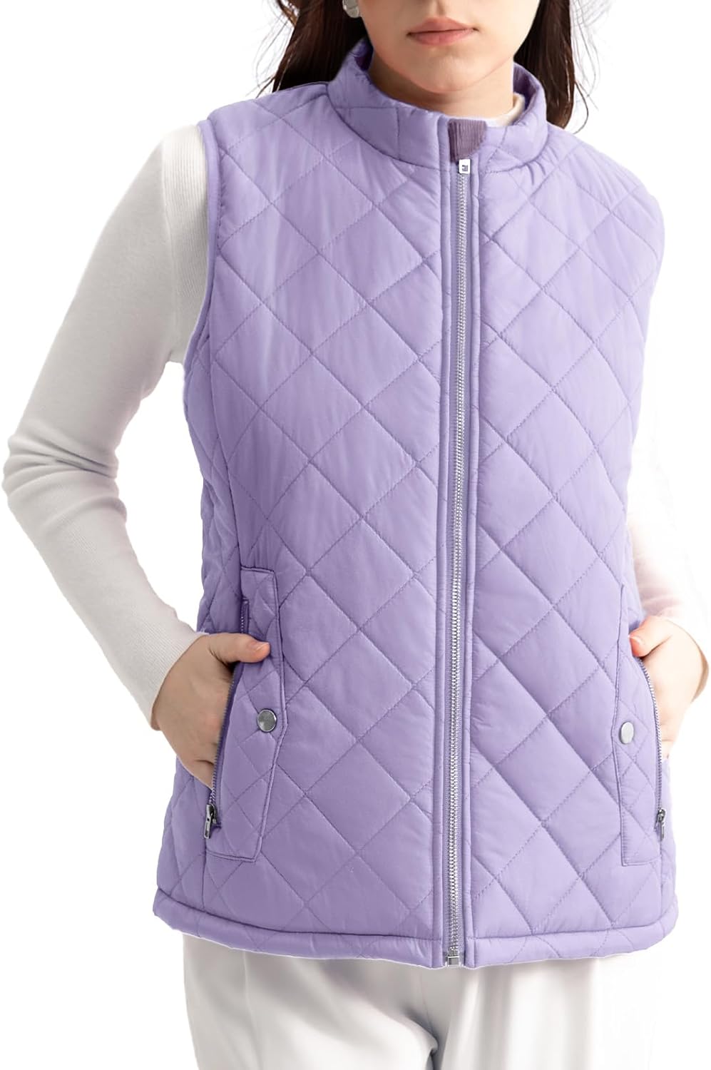 Women's Quilted Puffer Vest with Pockets for All Seasons