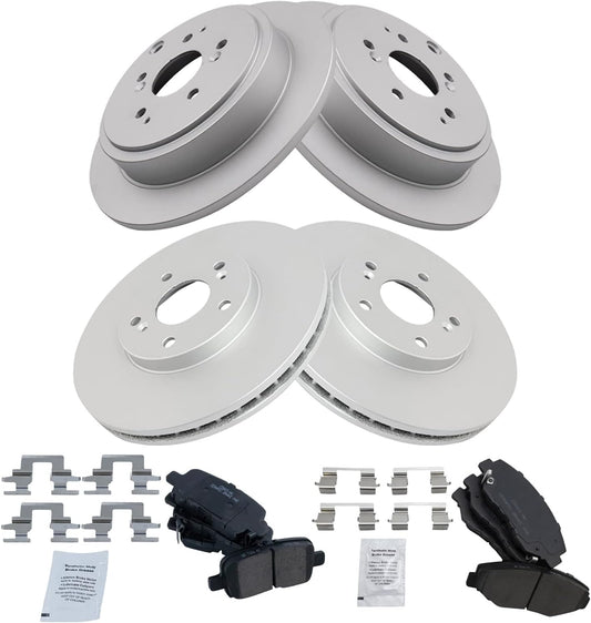 TRQ Front and Rear Brake Pad & Rotor Kit for Honda Pilot