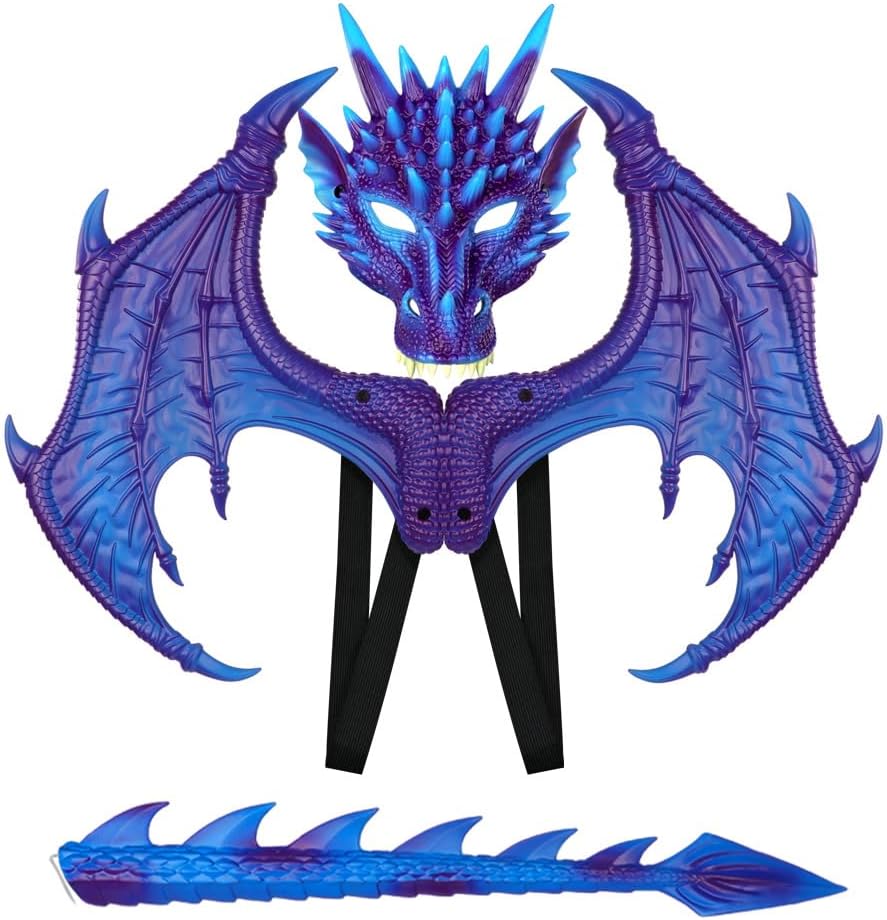 Himine Dragon Wings Props Cosplay Wing With Tail Mask for Fun