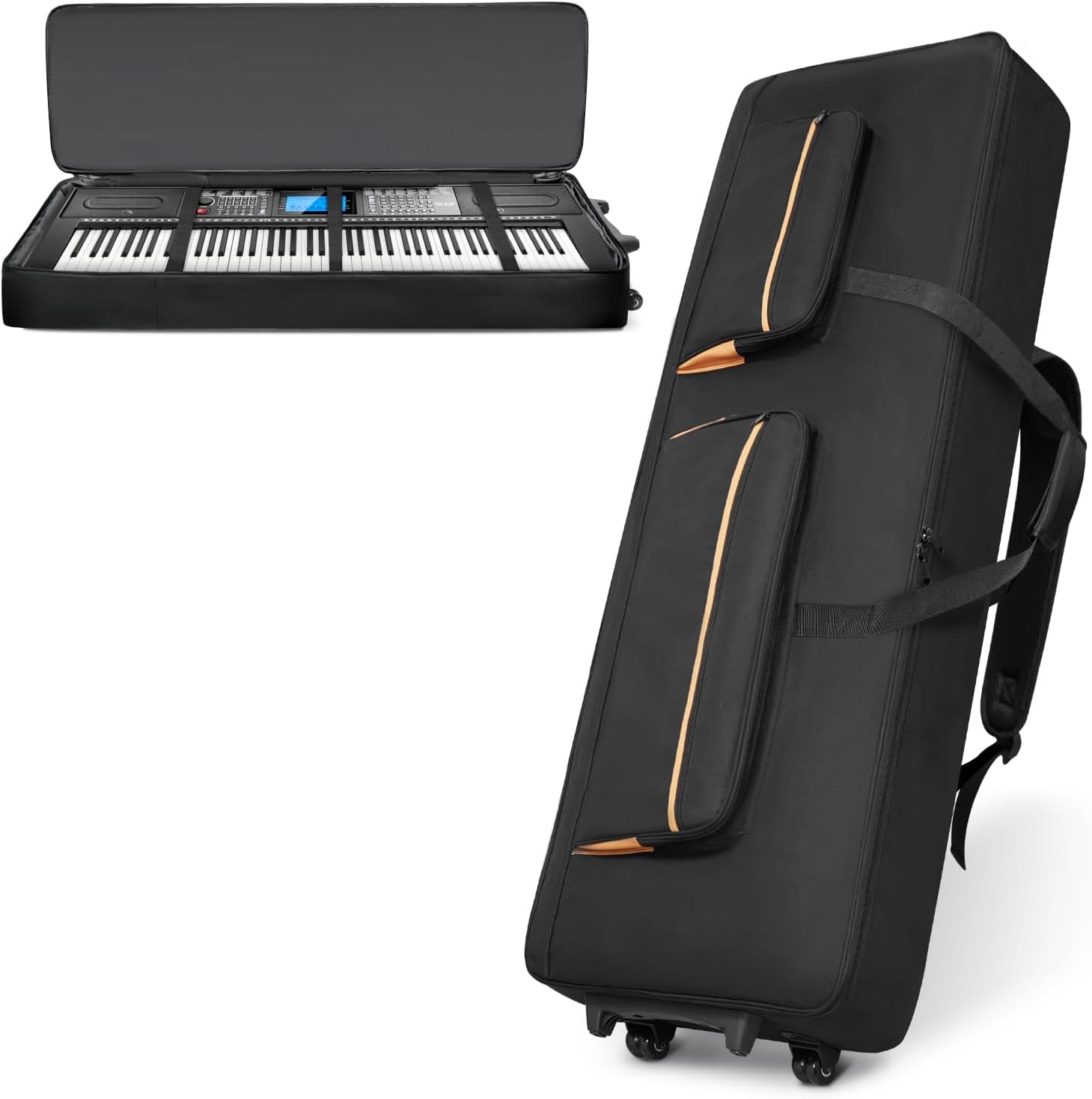 88-Key Keyboard Case with Wheels for Easy Transport and Storage