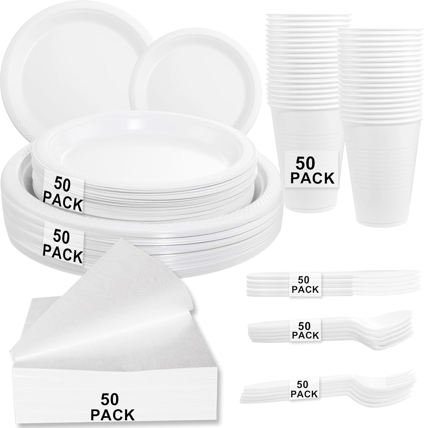 MirthMood 350PCS White Disposable Plates for Every Occasion