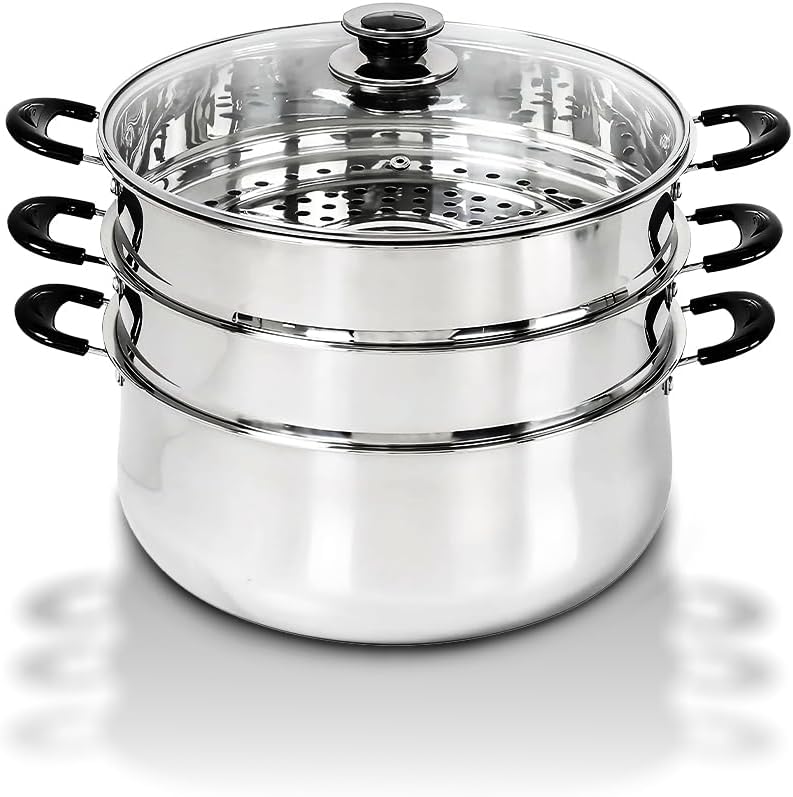 Concord 30 CM Stainless Steel 3 Tier Steamer Pot for Cooking