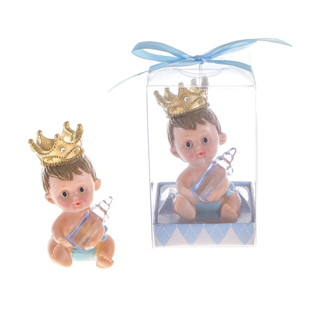 Lunaura Baby Keepsake Set of 12 Crown Bottle Favors in Blue