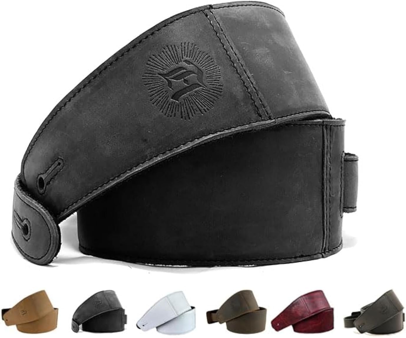 Premium Full Grain Leather Guitar Strap - Aged Steel by Anthology Gear