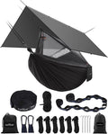Double Waterproof Camping Hammock with Rain Fly and Net - 500lb