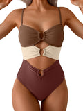 One Piece Swimsuit Ring Linked Monokini - Flattering Cutout Design fit