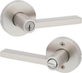 Kwikset Halifax Satin Nickel Entry Handle with SmartKey Lock
