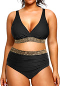 Plus Size Bikini High Waisted Swimsuit Two Piece - Tummy Control bra