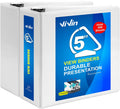 ViVin Durable 5 in D Ring View Binder, Large 5 in Slant-D - 2 Pack