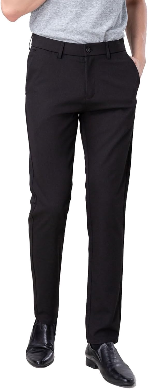 Plaid&Plain Mens Slim Fit Dress Pants for Every Occasion