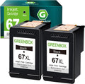 67XL Black Ink 2 Pack Replacement for HP 67 Cartridges XL