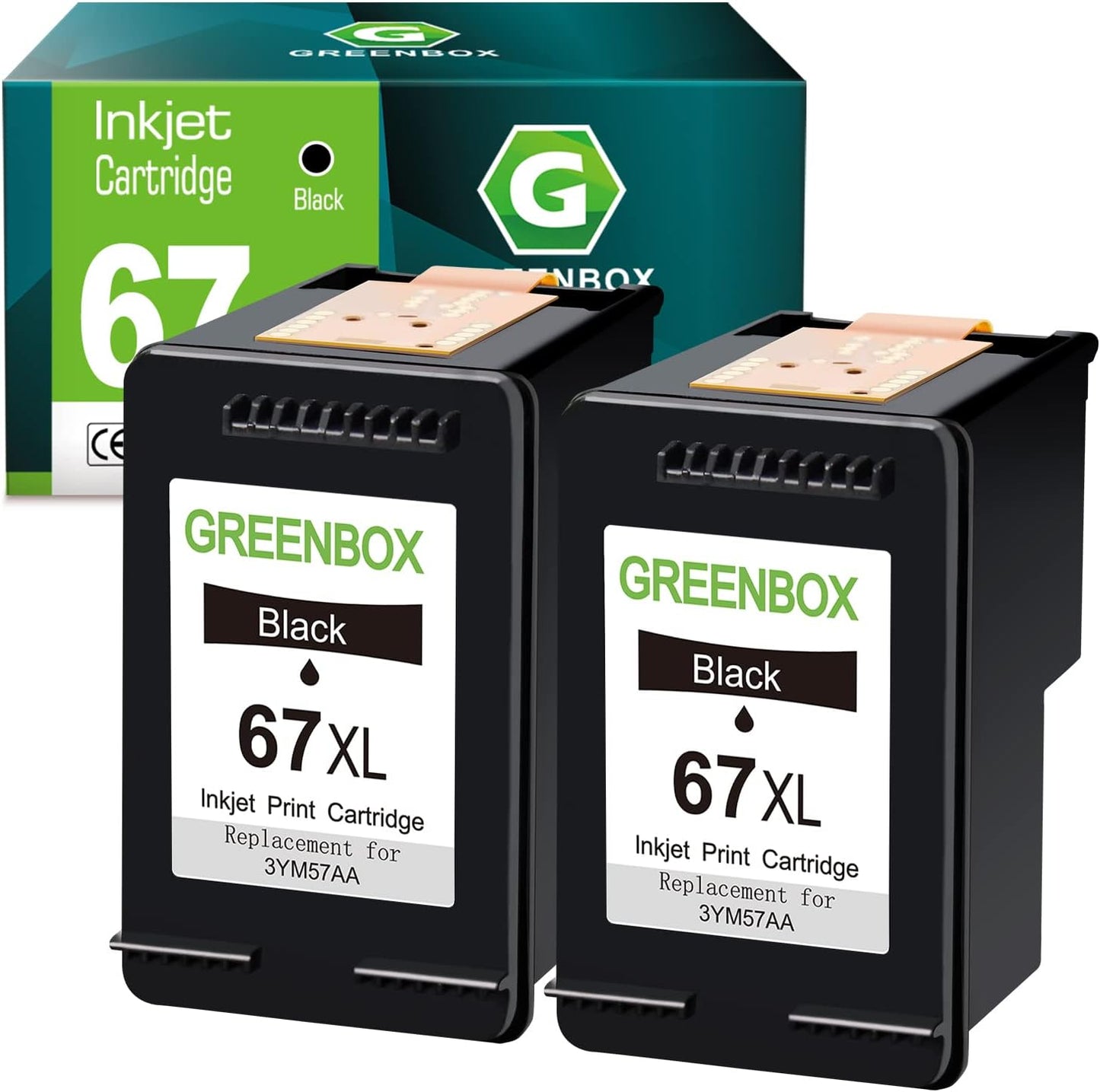 67XL Black Ink 2 Pack Replacement for HP 67 Cartridges XL