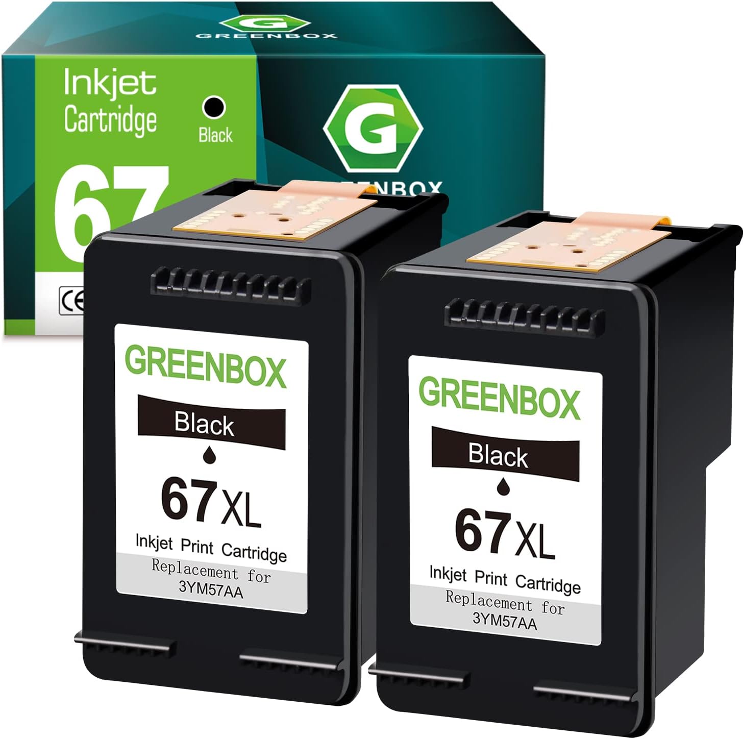 67XL Black Ink 2 Pack Replacement for HP 67 Cartridges XL