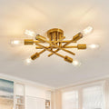 ASGYISA 6-Light Semi Flush Mount Sputnik Chandelier - Matte Black