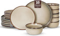 Romswi Ceramic 18Pc Dinnerware Set for 6 - Durable Reactive Glaze