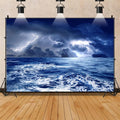 Renaiss Stormy Sea Backdrop 10x8ft - Dramatic Lightning Ocean