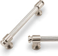 5in (128mm) Brushed Satin Nickel Knurled Cabinet Handles - 10 Pack