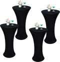 32x43 in Black Round Cocktail Tablecloth Fitted Stretch Cover - 4PCS