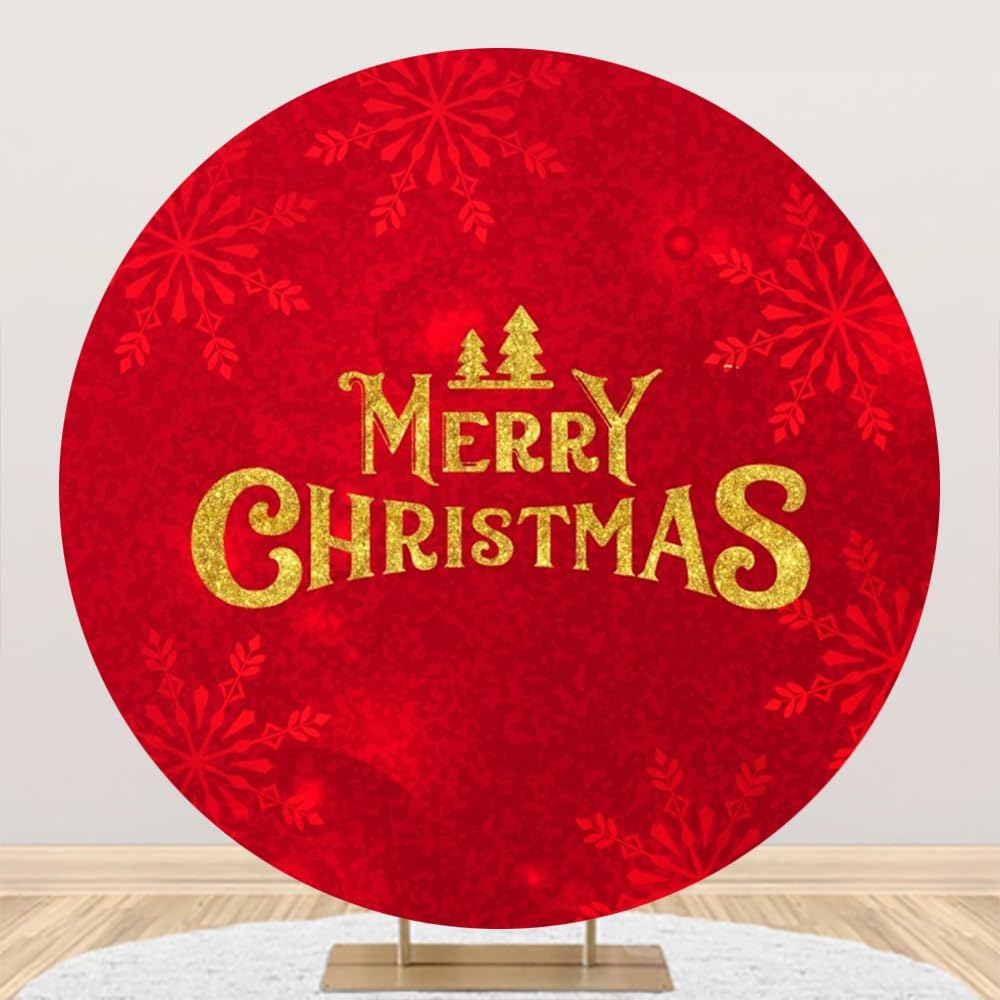 Merry Christmas Round Backdrop Cover for Festive Celebrations