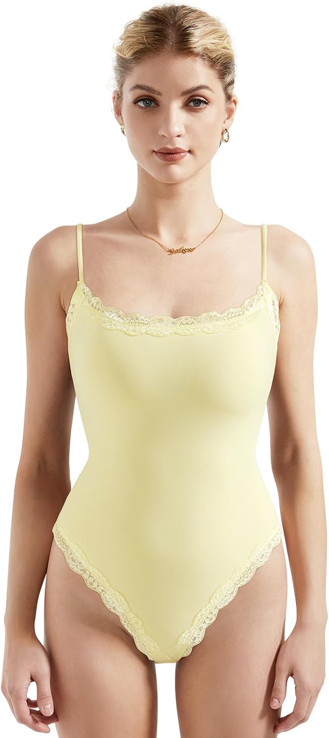 SUUKSESS Women Square Neck Lace Bodysuit for Every Occasion