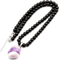 Natural Raw Tourmaline Pendant Black Onyx 8mm Necklace - Healing Style