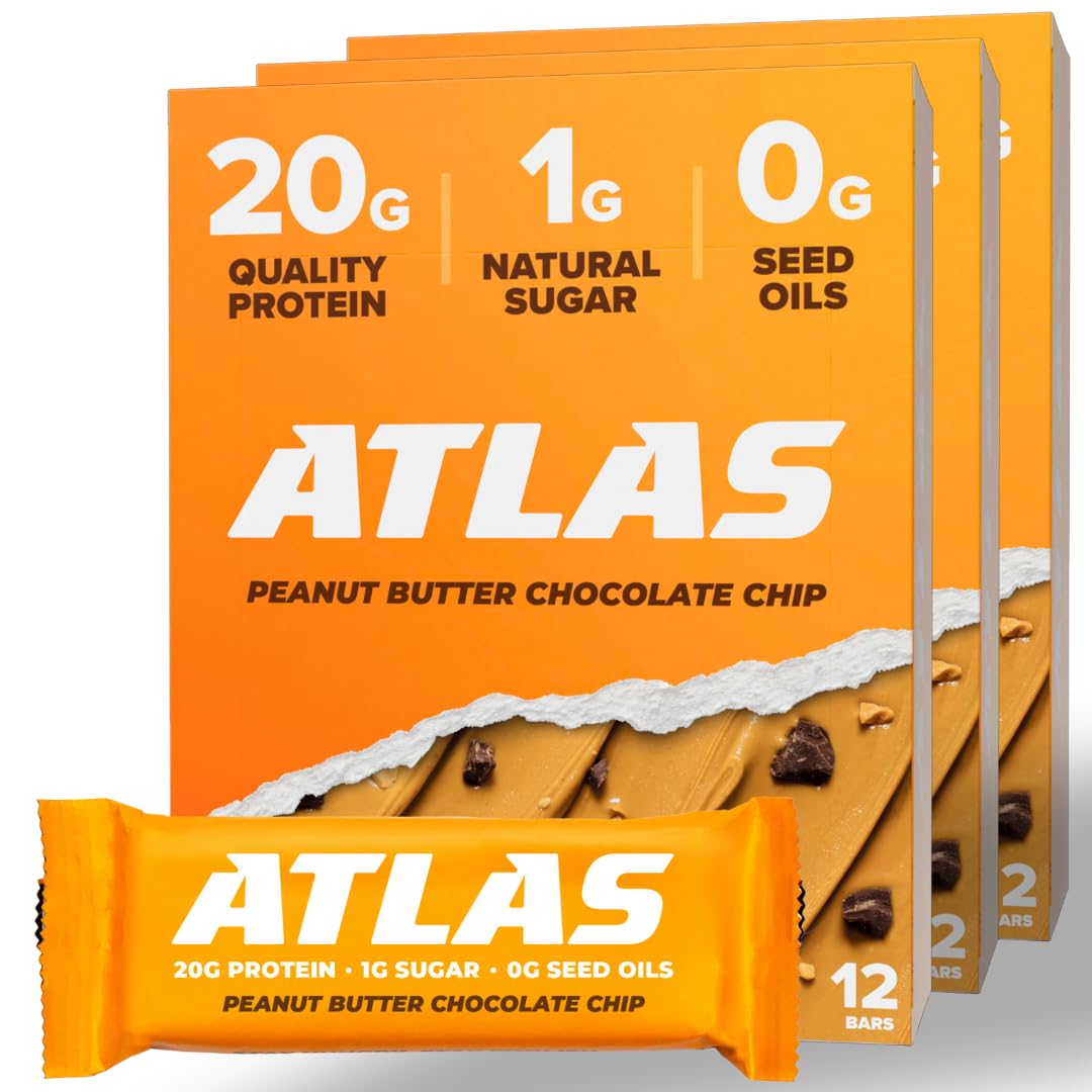 Atlas Bar Peanut Butter Chocolate Chip - 20g Protein, 1g Sugar