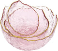 3-Pack Glass Bowls for Kitchen Prep - Nesting Pink Crystal Set