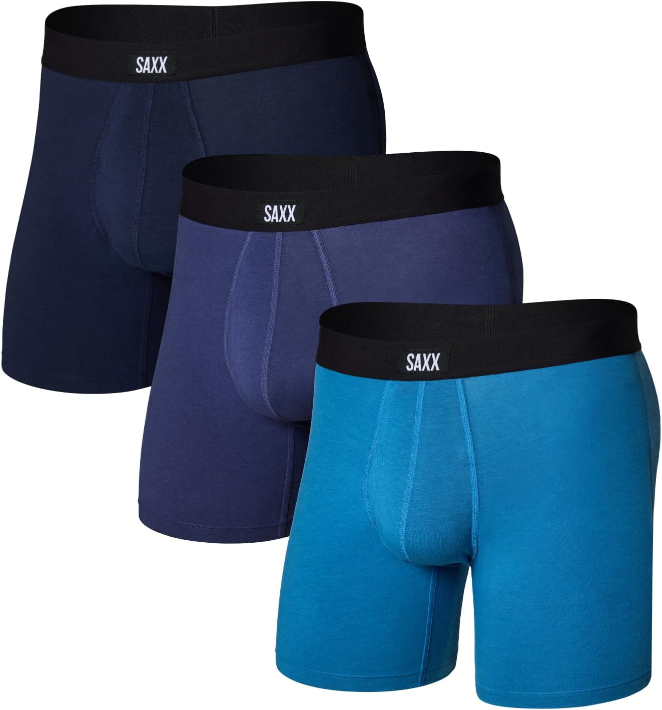 SAXX Men's Core Cotton Boxer Briefs with Fly, 3 Pack Comfort