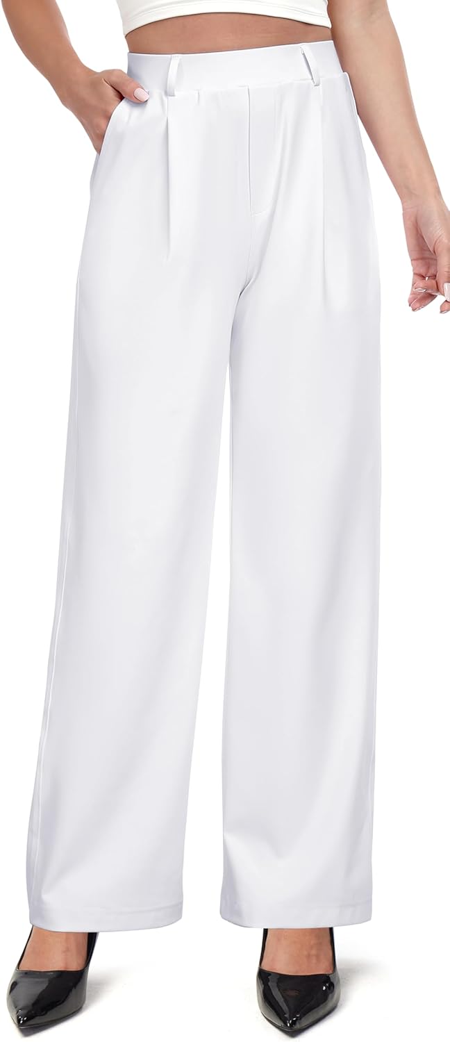 IUGA Womens Dress Pants Wide Leg Pull On Stretchy Work Pants