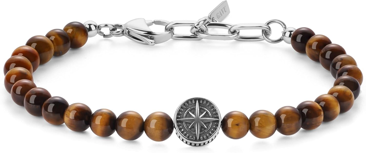 Men's Compass Beaded Bracelet - Stylish & Functional!