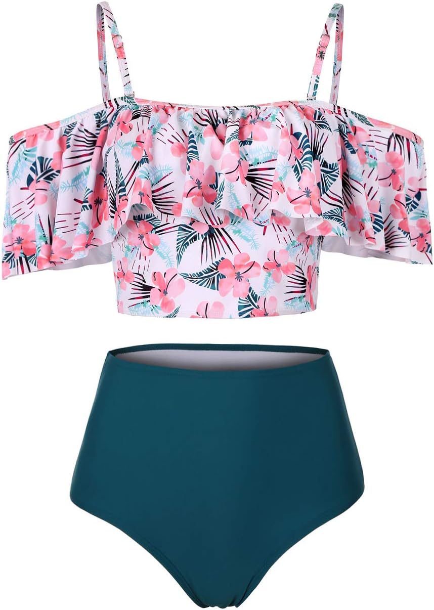 Kaei&Shi High Waisted Flounce Bikini Set for Tummy Control