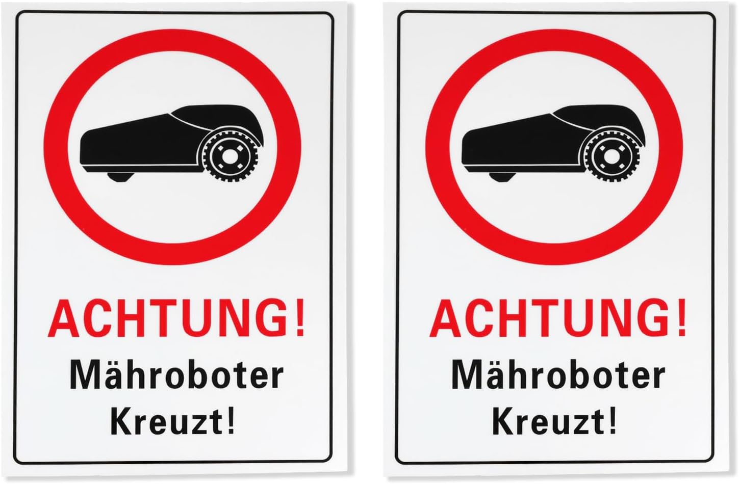 2PCS Robot Lawnmower Warning Signs - Weatherproof & Durable