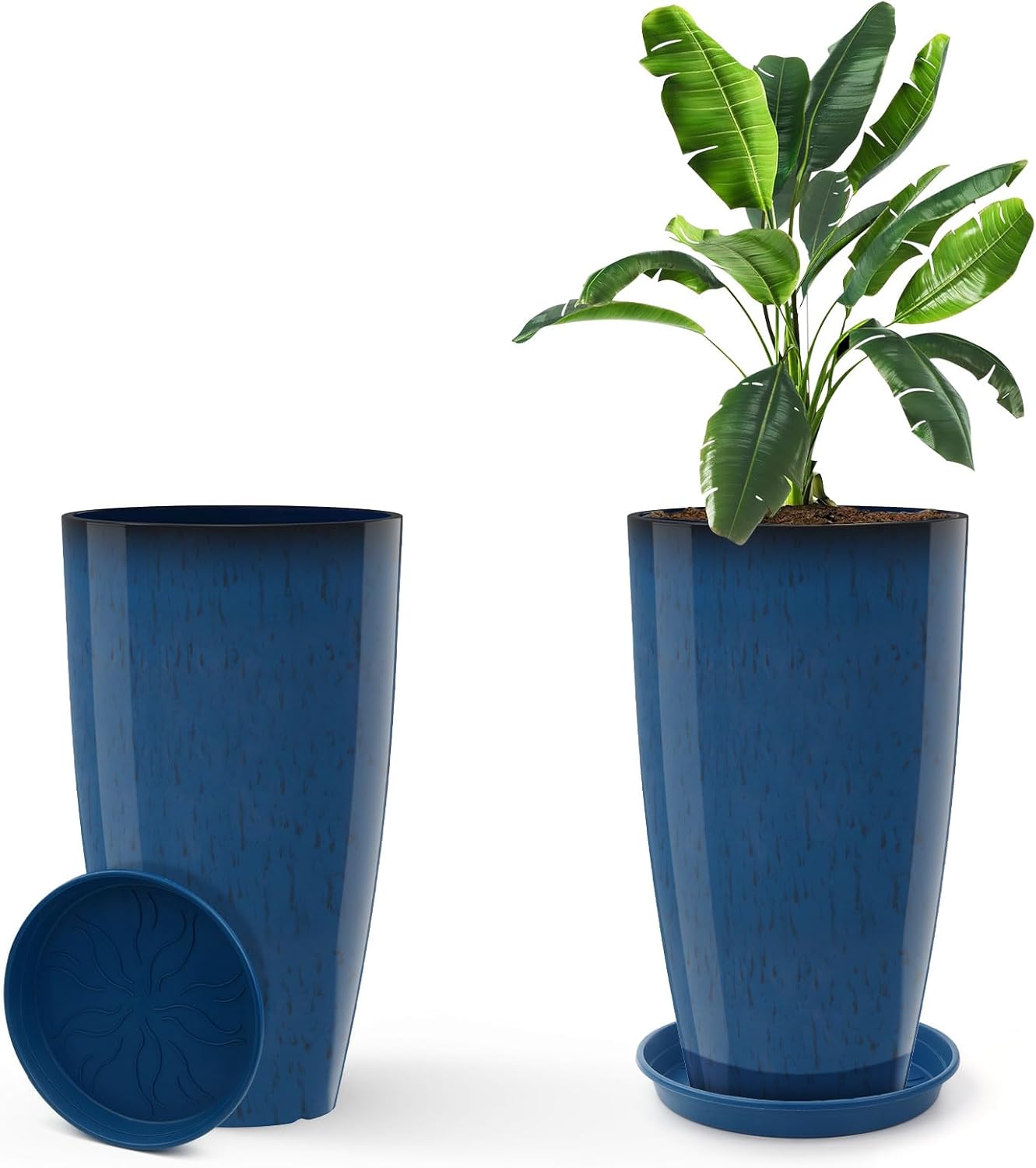 GameXcel Tall Flower Pot for Indoor and Outdoor Use - Navy Blue