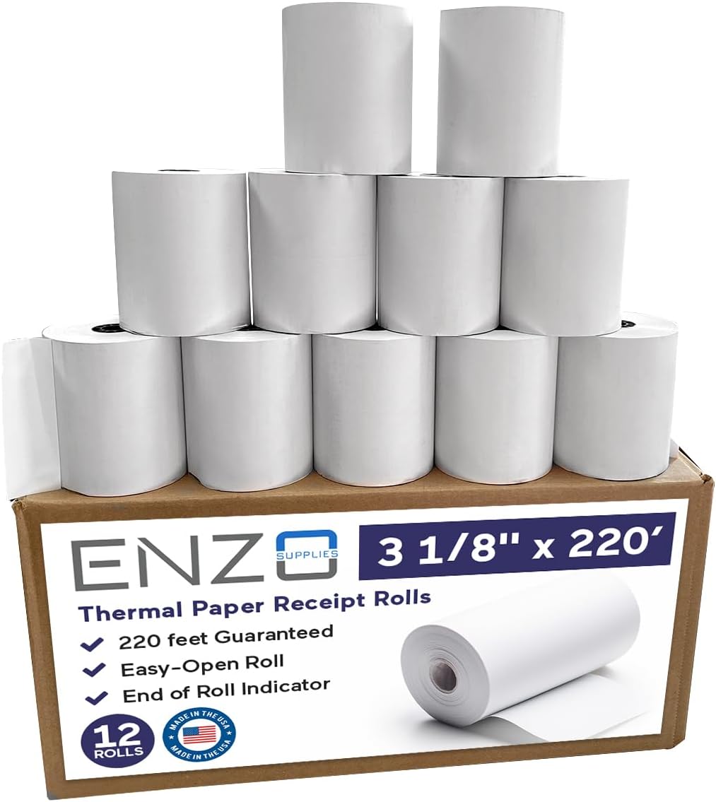 Premium BPA-Free USA Thermal Rolls | Crisp Images, POS Compatible | Pack of 12