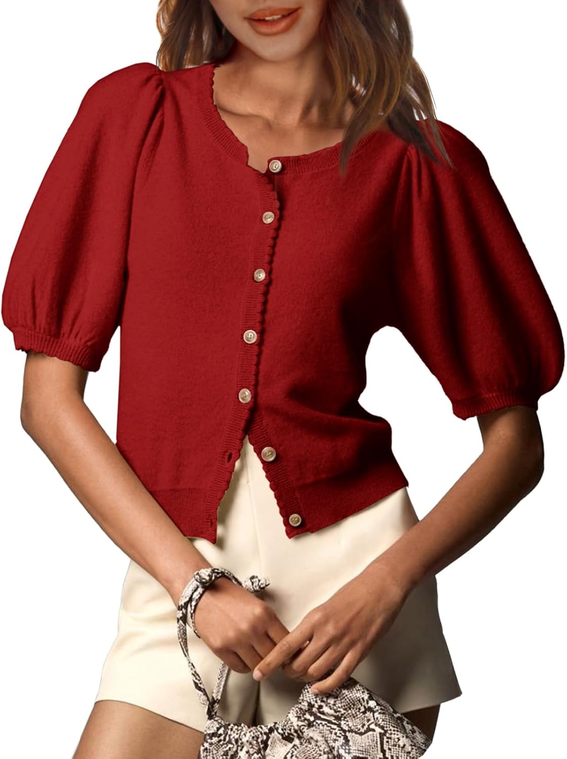 Lightweight Summer Puff Sleeve Cardigan for Women Stylish Tops