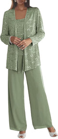 Chiffon Plus Size Mother of the Bride Pant Suits for Wedding - 3 Piece