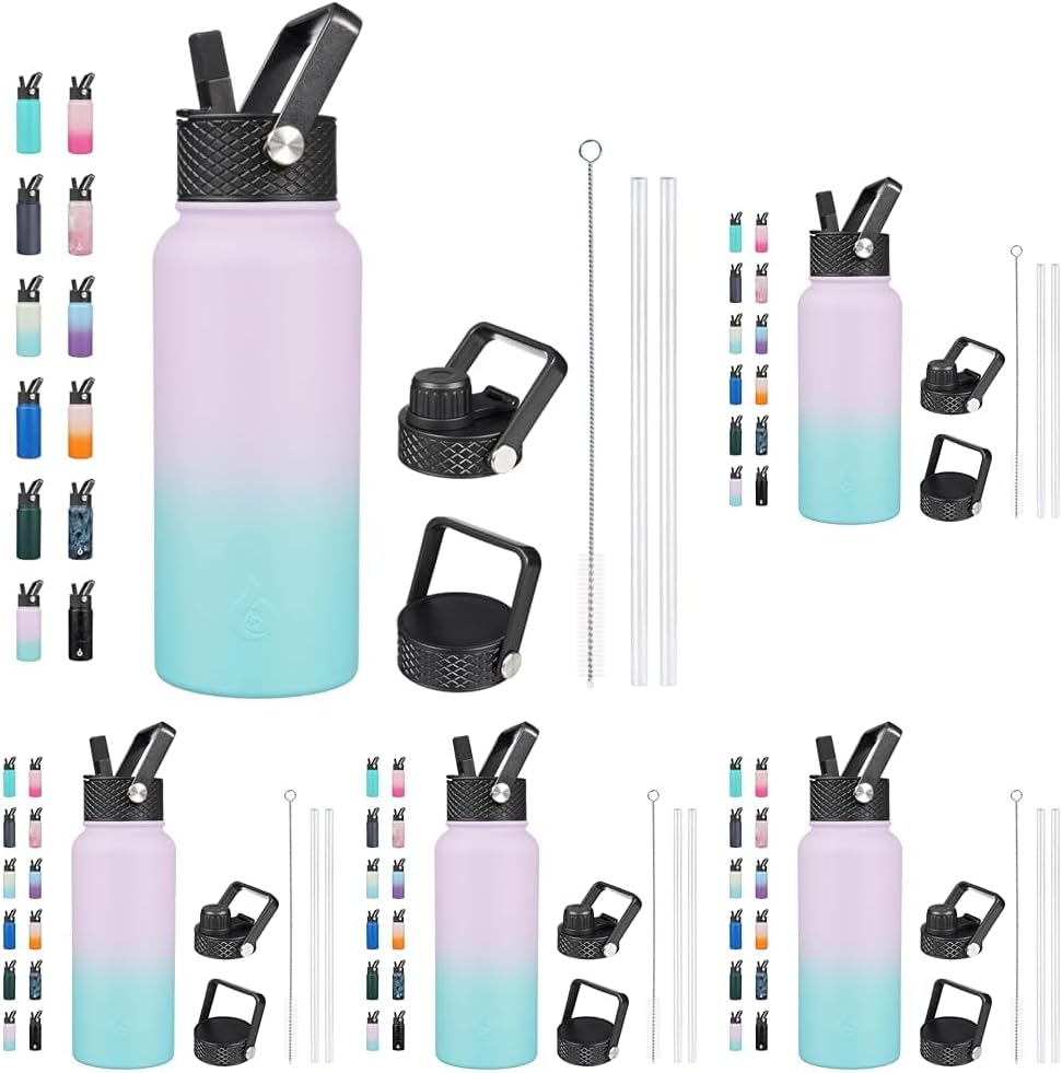BJPKPK Insulated Water Bottles with Straw Lid for Active Lifestyles
