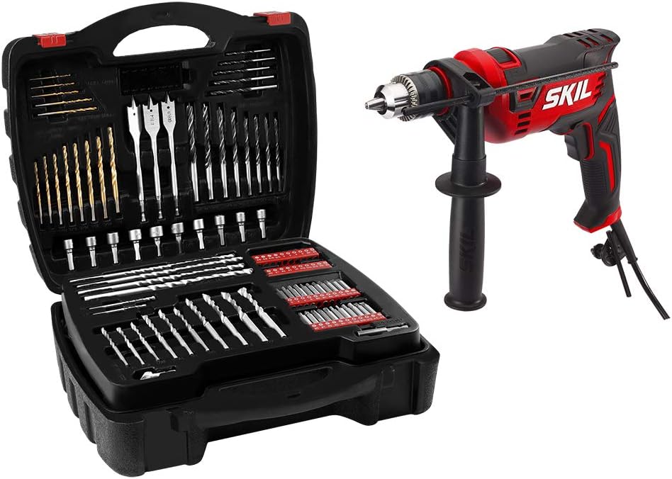 Skil 7.5 Amp Hammer Drill with 100pcs Bit Set for DIY Projects