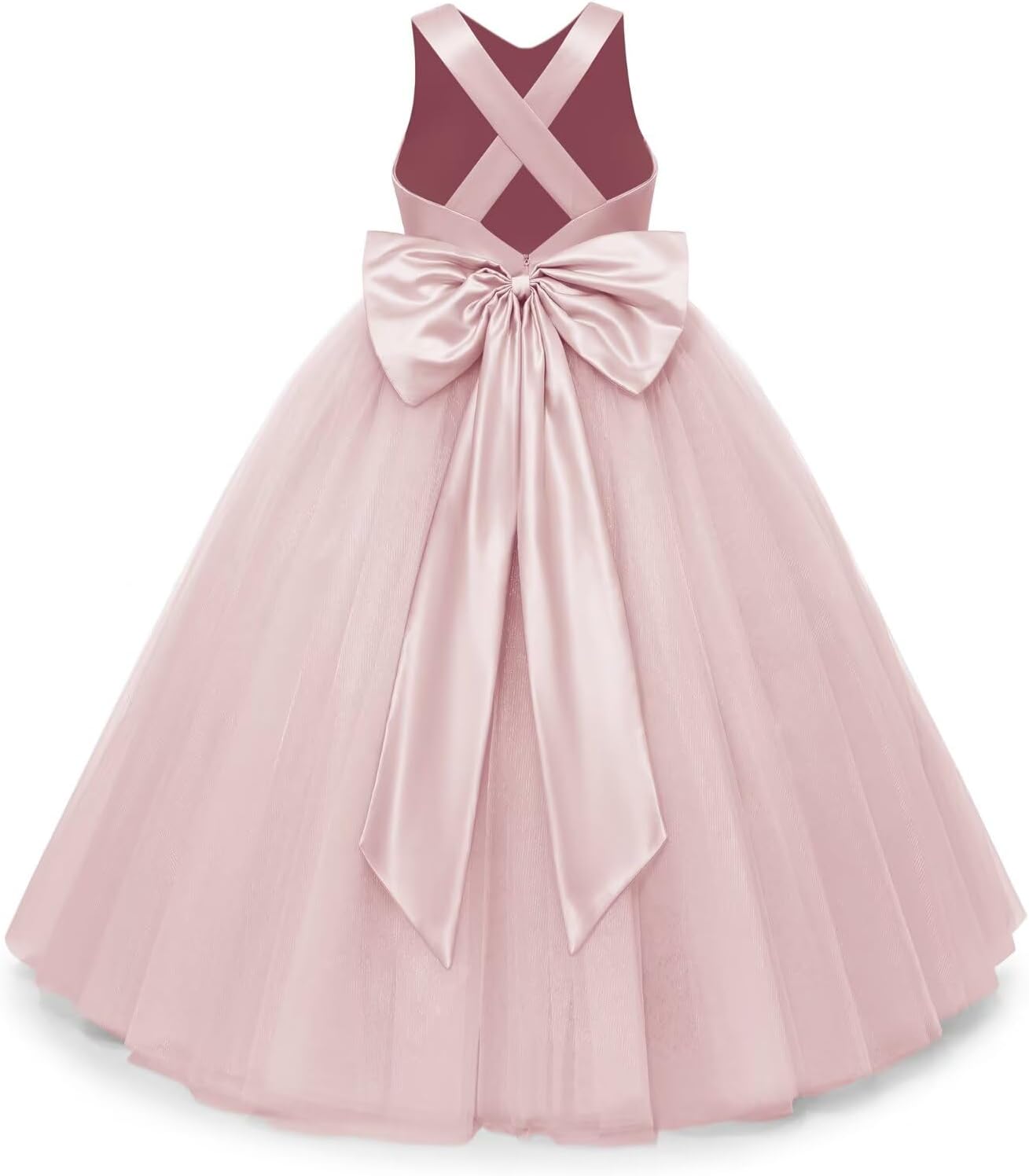 JISISANG Crossed Straps Flower Girl Dress for Special Occasions